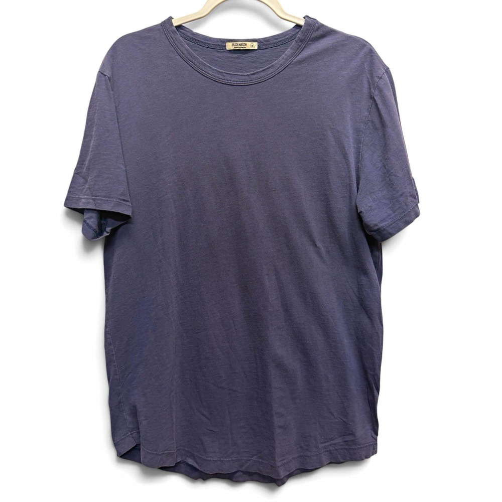 Buck Mason Mens M Faded Slate Blue Cotton Crewneck T Shirt Made in USA Casual